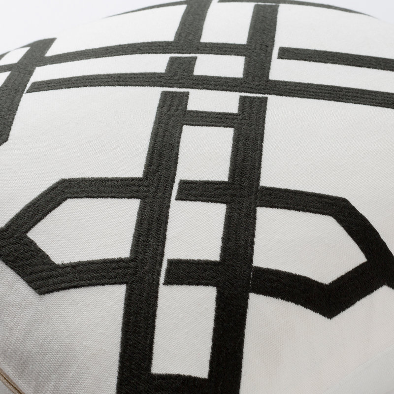Coussin en coton Uni, Duvet, Blanc/Noir