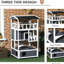 Maison de chat en bois gris pour l'extérieur, abri avec toit en asphalte, portes de secours, plateforme de saut pour chats 10 lb
