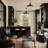 1-Light Distressed Black Dome Pendant Light for Dining Room