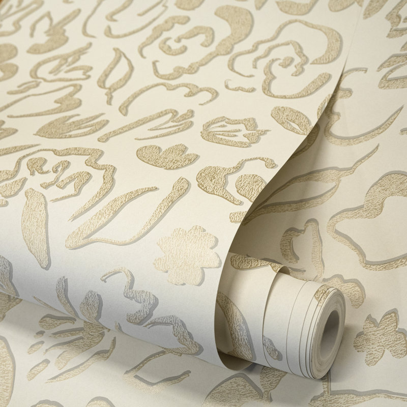 Rouleau de papier peint sel fleur métallique, Doré