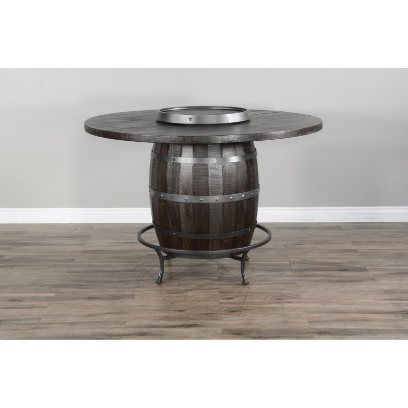  54" Round Wine Barrel Pub Table Set, Dark Brown