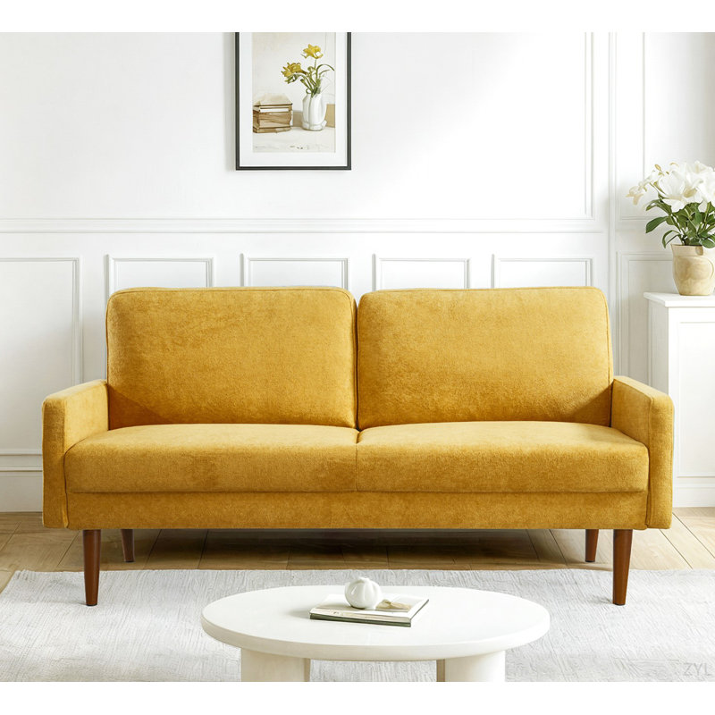 Modern design upholstered Sofa, Black, 33.07" H x 67.32" W x 29.92" D