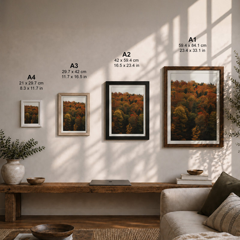Autumn Hillside Scandinavian - Framed Print, Unframed, A1 - 84.1 x 59.4 cm
