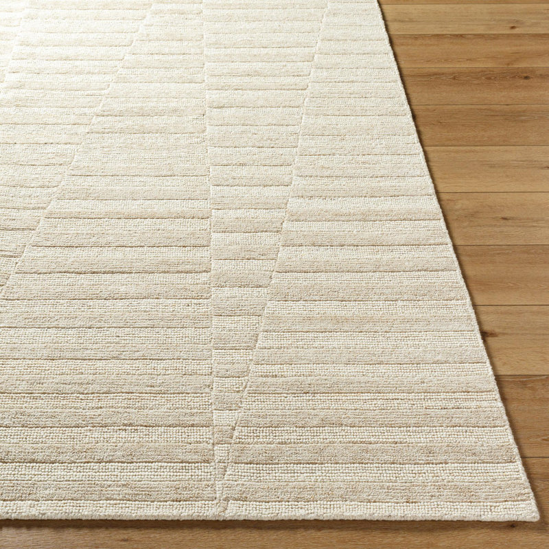Knoxville Hand Knotted Wool Vintage Look Area Rug in Beige, Rectangle 2' x 3'