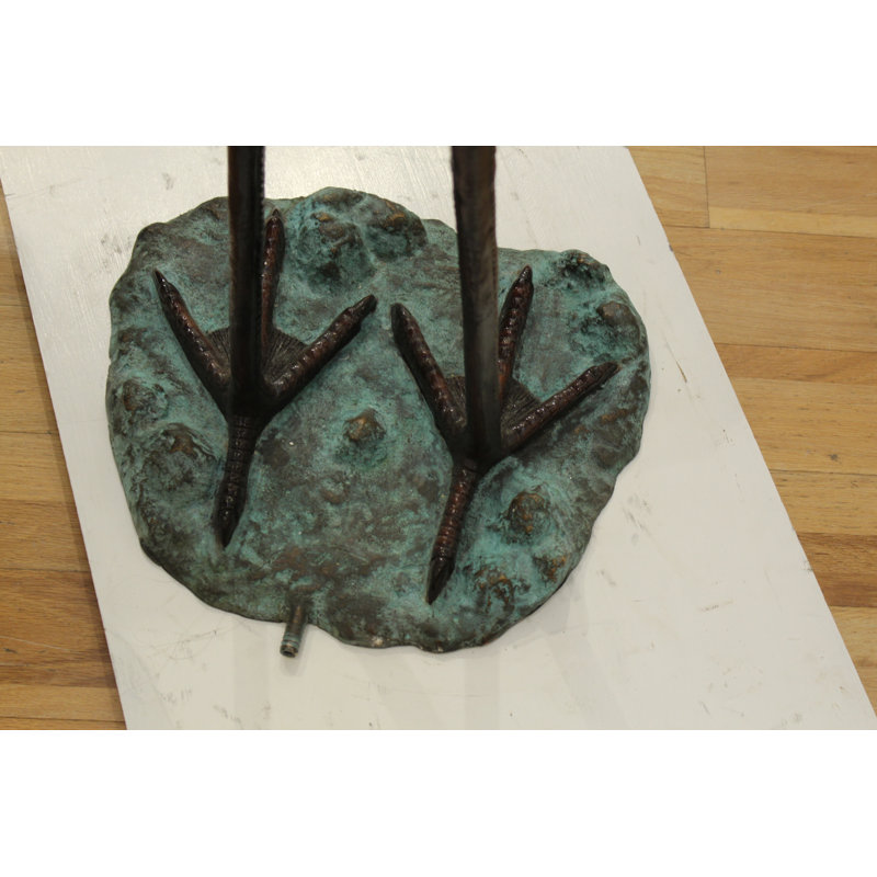 Statue tête de fontaine en bronze Crane - Taille: L 23 po x l 17 po x H 56 po