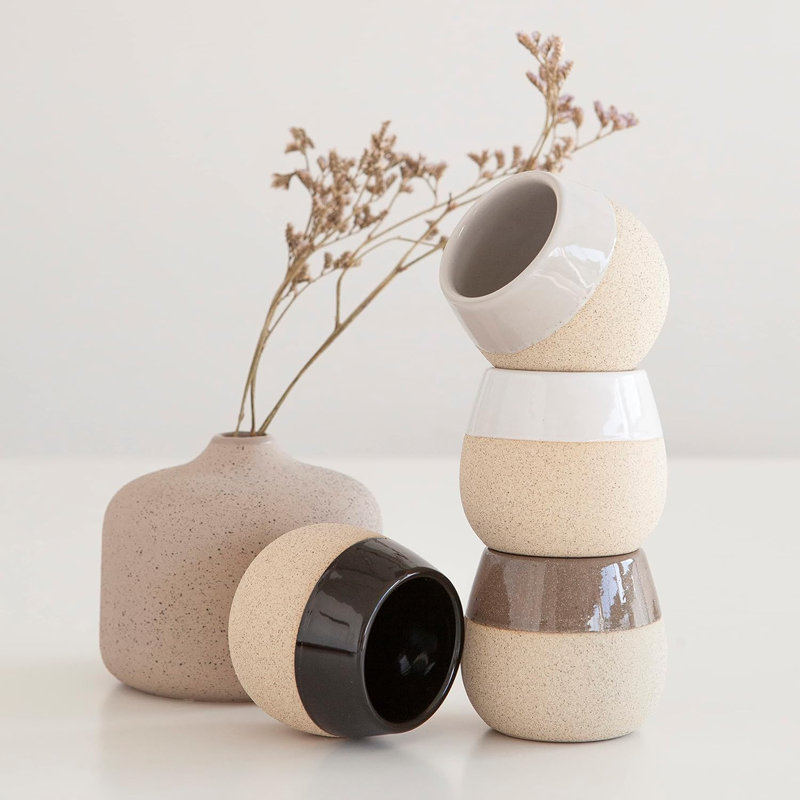Ensemble de tasses à espresso en céramique 4,5 oz - Demitasse à double texture pour espresso et café au lait