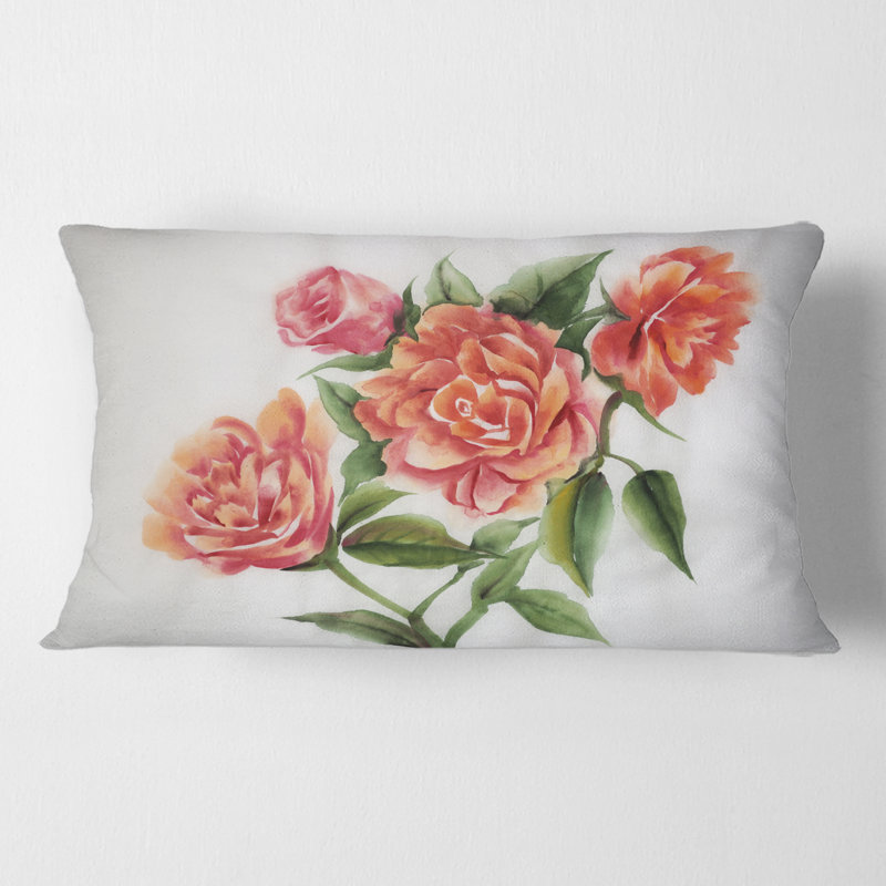 Roses orange orange - coussin traditionnel imprimé