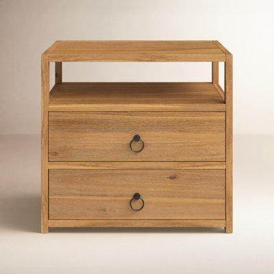 Elin 2-Drawer Acacia Nightstand