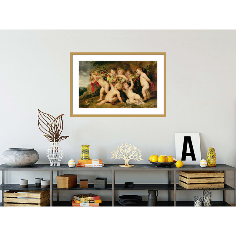 Guirlande de fruits par Peter Paul Rubens - impression giclée encadrée, H 27,79 po x l 41,5 po