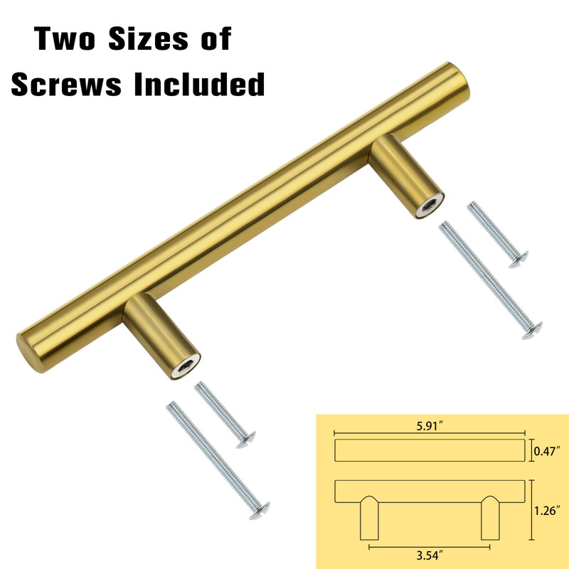 Modern Cabinet Pulls, Gold, 5.6"