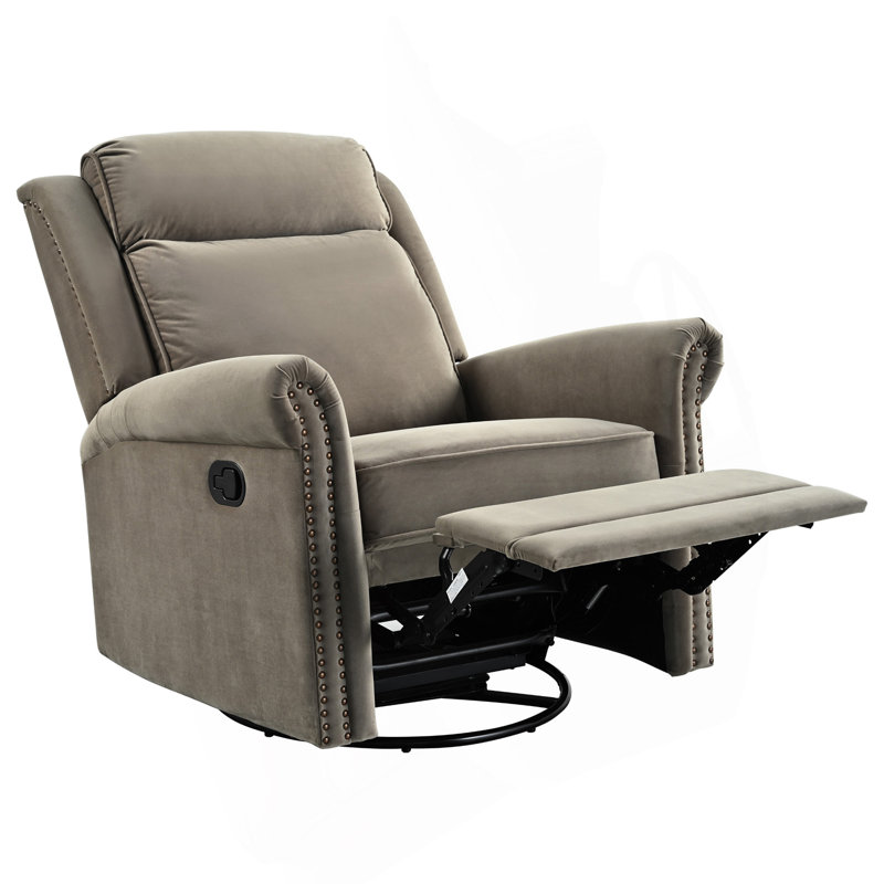 360° Swivel Recliner Manual Rocking Recliner Home Theater Manual Recliner Chair Nursery Rocker With Adjustable Backrest For Living Room