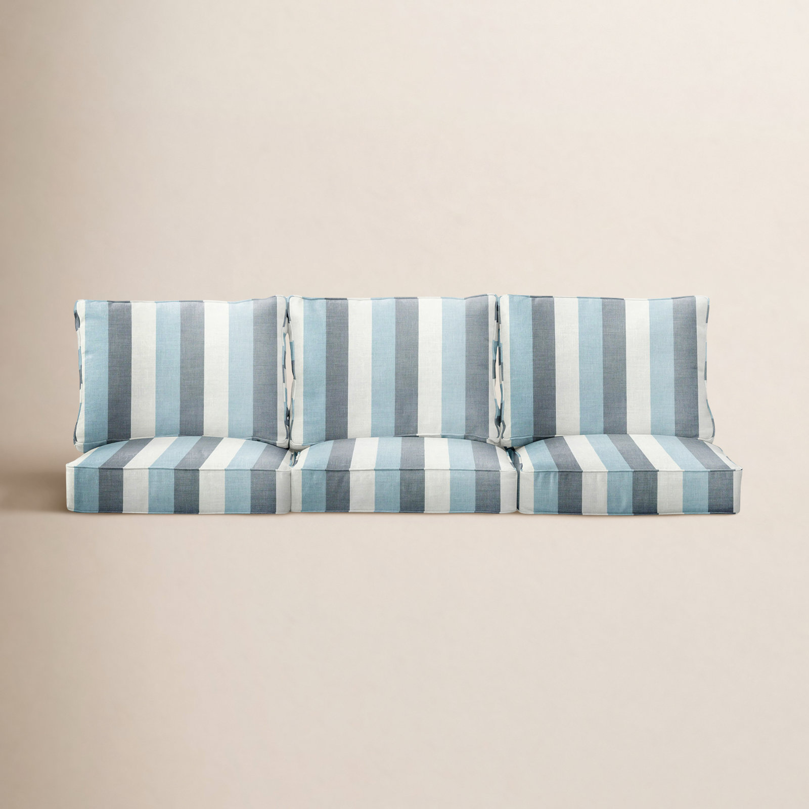Striped Outdoor Sofa, Blue Stripe Sunbrella®, 27" W x 30" D
