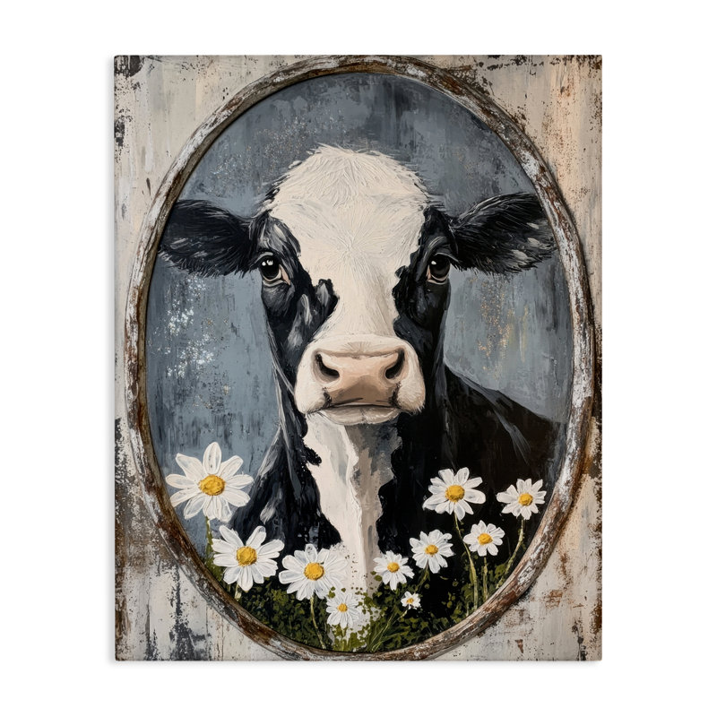 Portrait de vache patiné, design par Petal Prints Design, H 20 po x l 16 po
