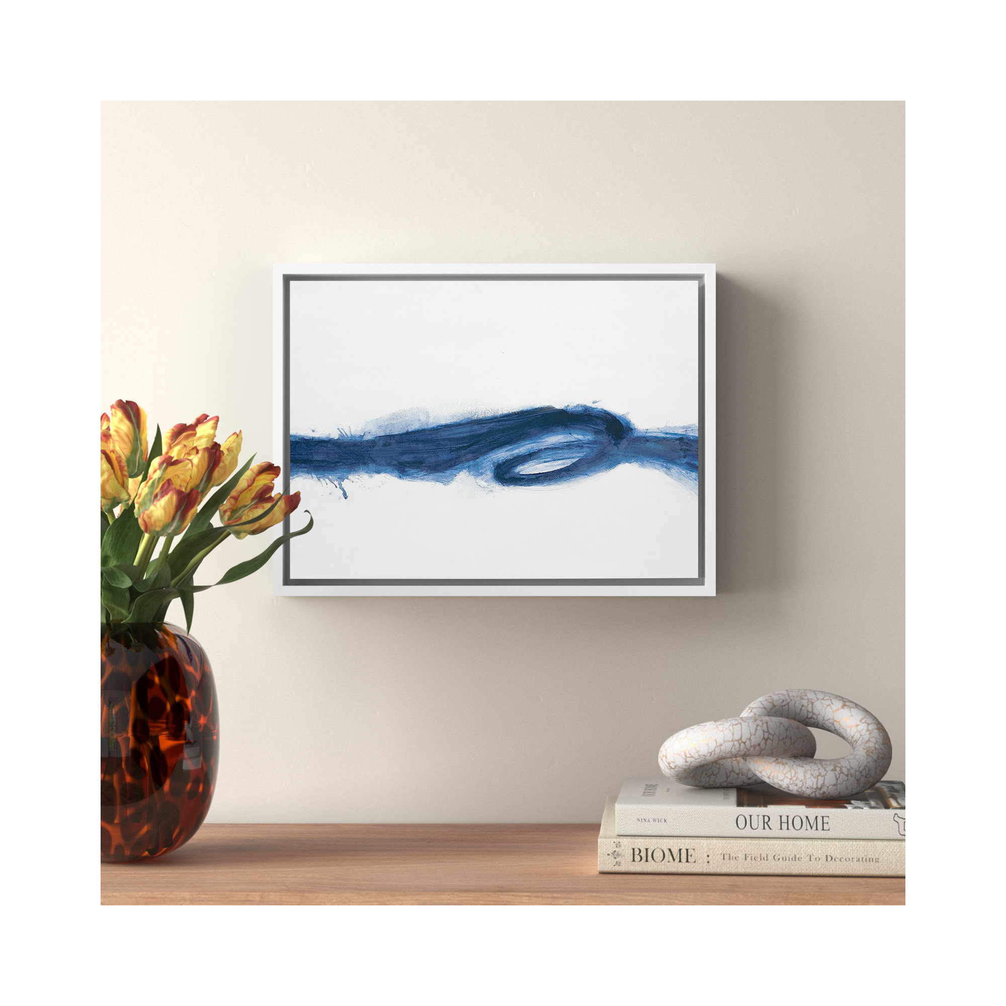 Liquid Flow - Floater Frame Painting Print on Canvas, White Framed, 12" H x 16" W x 2" D