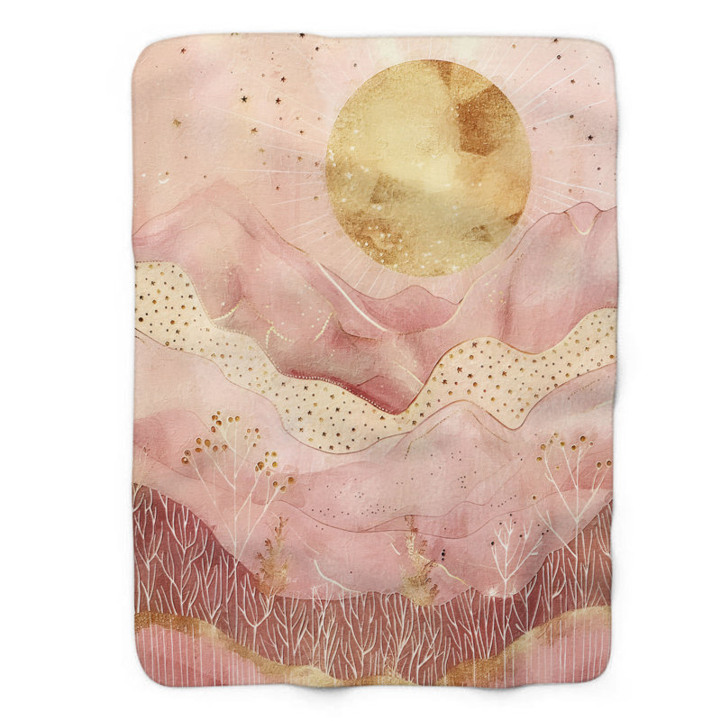 Pink Boho Horizons - Couverture de qualité supérieure 1 pièce, L 50 po x L 60 po