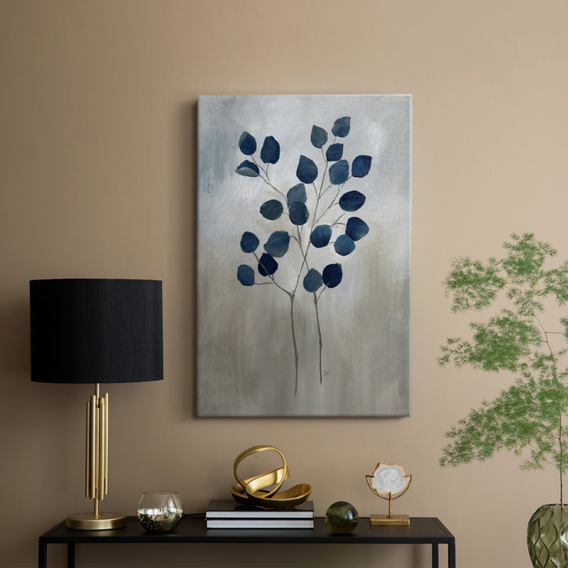 Feuillage indigo II - Cavas enveloppés de galerie, H 36 po x l 24 po