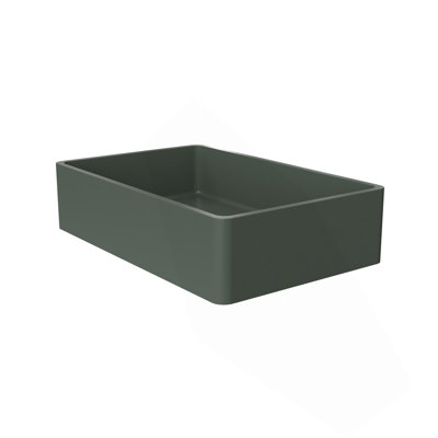 19.7" Rectangular Modern Concrete Vessel Bathroom Sink, Dark Green