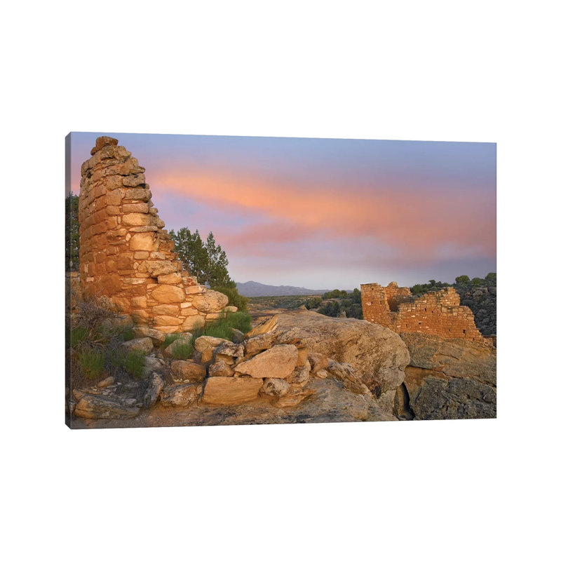 Stronghold House with Sleeping Ute Mountain 1 Piece Wrapped Canvas Wall Art, 101.6 cm H x 66.04 cm W x 3.175 cm D