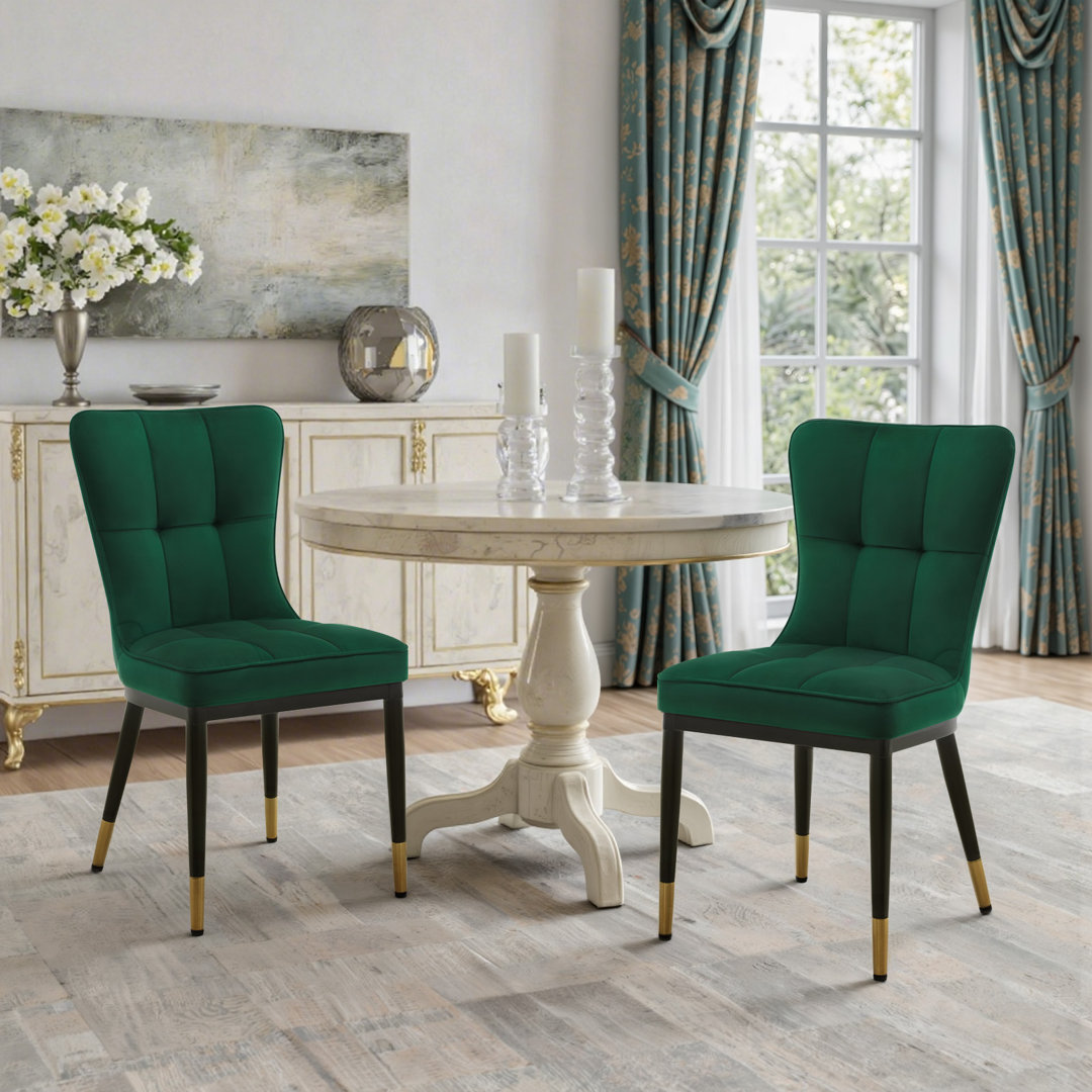 50cm H Tufted Upholstered Metal Upholstered Back Side Chair