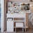 37" Middle Size Left Drawer Desktop Vanity Table + Cushioned Stool, Large Sliding, Touch Control, Tri-Color Switching, Brightness Adjust LED Mirror, High Capacity Storage, Suitable For Large Space-1637856389