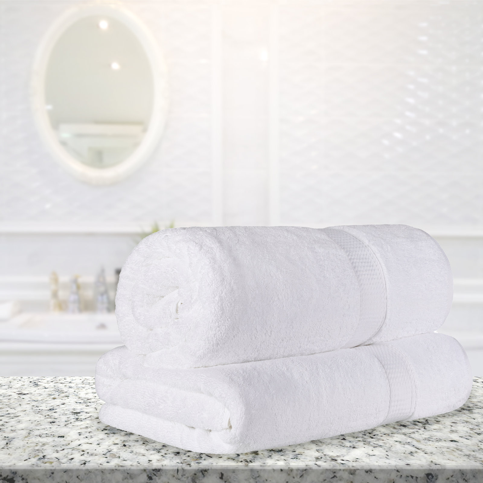 Renata 2 Piece 800 GSM Certified Egyptian Cotton Bath Sheet Set , White