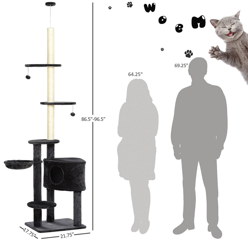 Arbre à chat à hauteur ajustable Pawhut