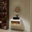 Meuble-lavabo flottant avec lavabo vasque noir veiné blanc et tablette ouverte-129374061