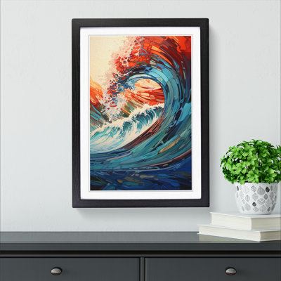 Wave Modern Hard Edge Painting Art - Framed Print