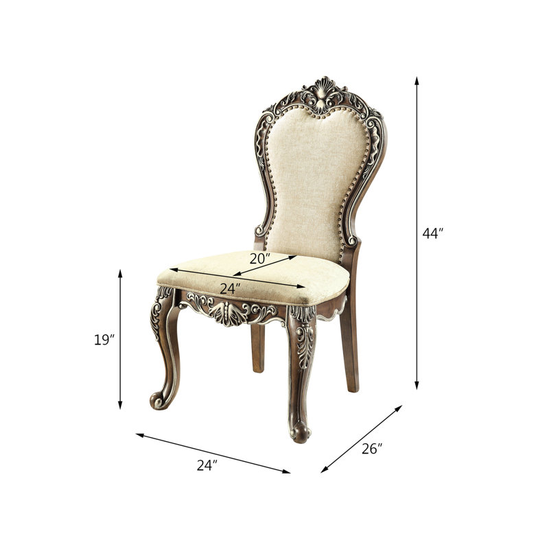 2 chaises en chêne antique, siège rembourré et garniture cloutée attrayante, fabrication en bois stable, capacité de poids de 220 lb