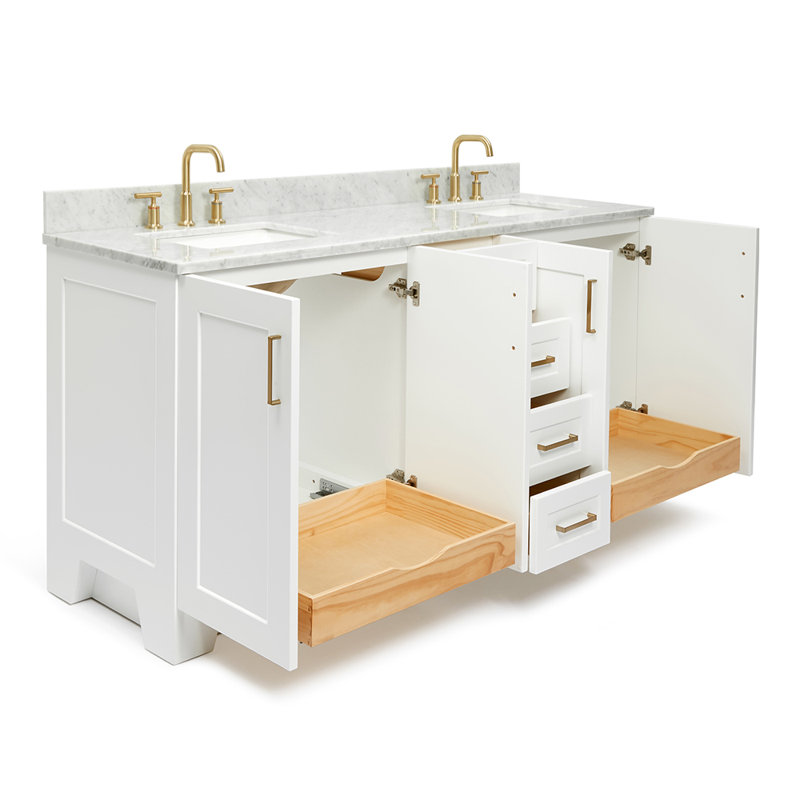 ARIEL TAYLOR 73 IN DOUBLE RECTANGLE SINK VANITY 2, White, Rectangular, 73"