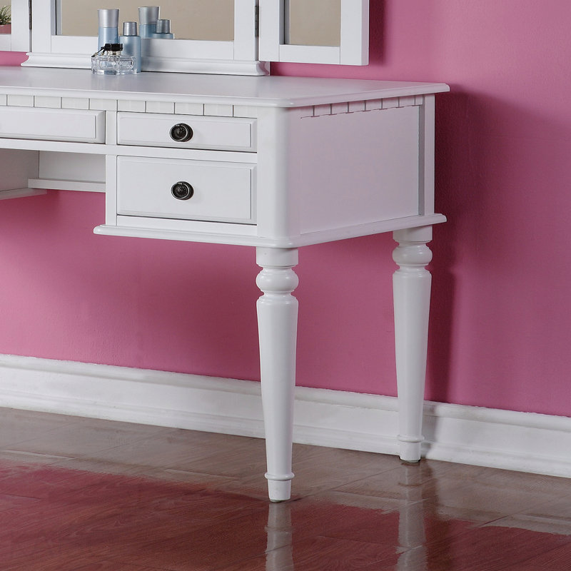 Ensemble de meuble-lavabo de chambre à coucher contemporain avec tiroir et tabouret pliable, White