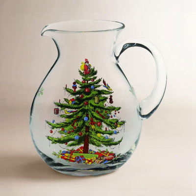 Christmas Tree Glass Pitcher