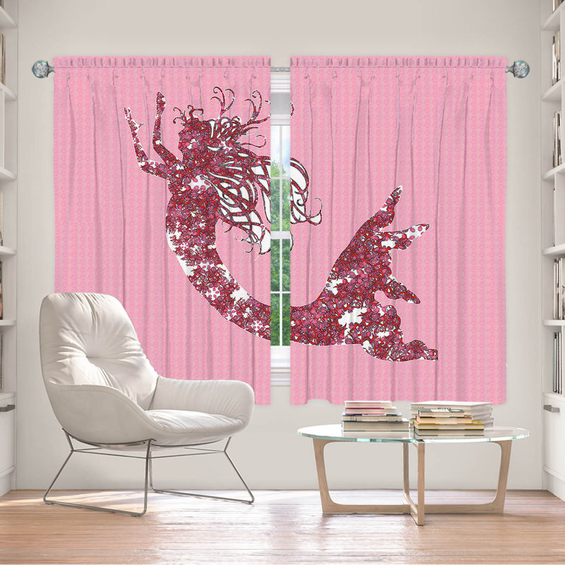 Paire de rideaux obscurcissant en polyester Rossy, L 40 po x L 61 po, Foncé / rose / blanc