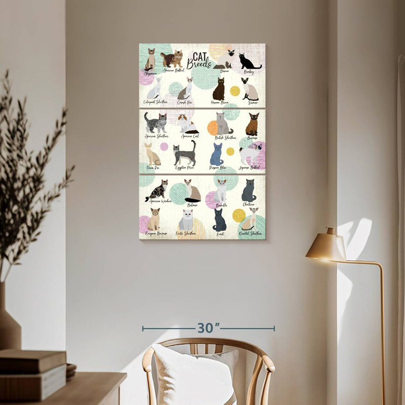 Brampt Cat Breeds Chart, 57" H x 36" W