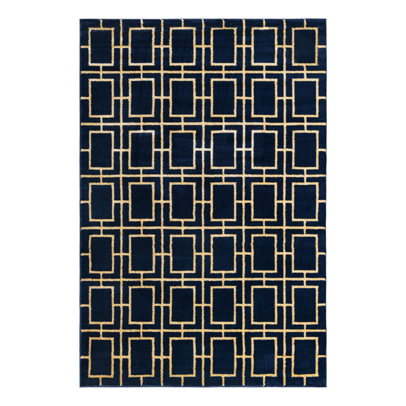 Tapis bleu marine Corando, Rectangle 6 pi 1 po x 9 pi