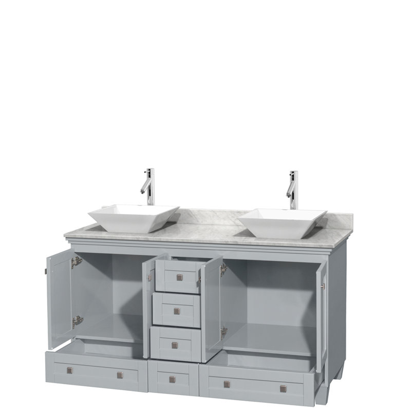 Acclaim 60'' W Double Vanity, Espresso, White Carrara Marble