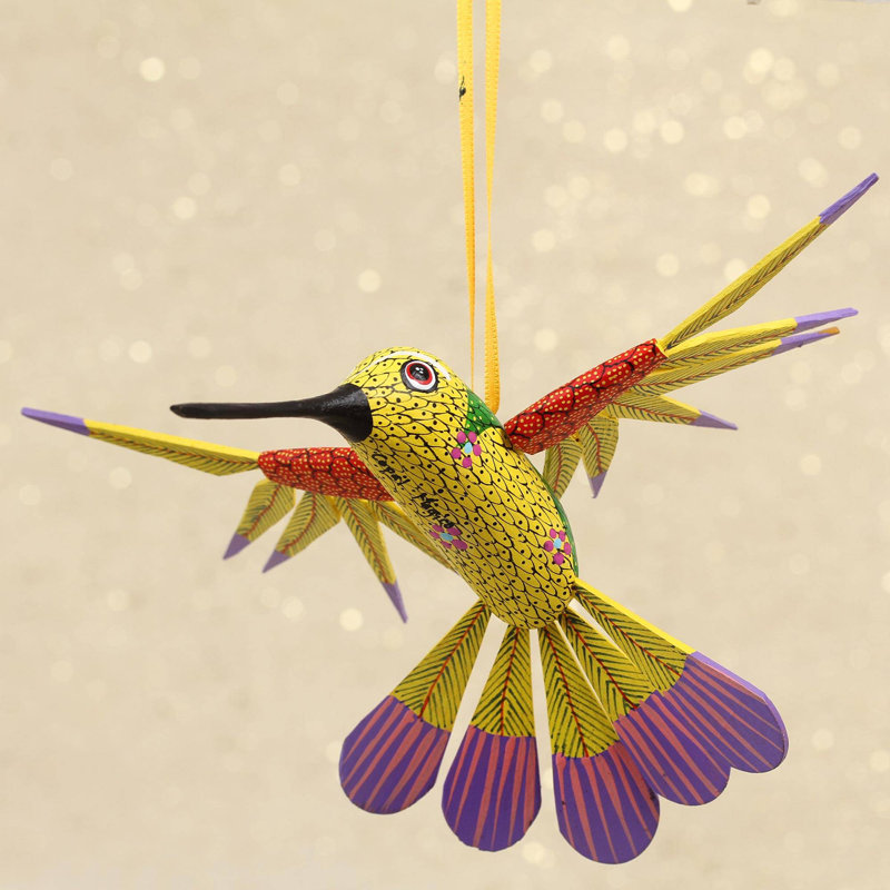 3'' Handmade Wood Animals Finial Ornament, Yellow