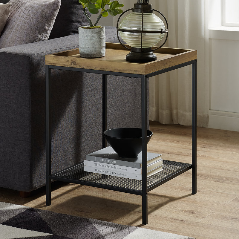 Raasch Tray Top End Table, Grey, Rustic Oak