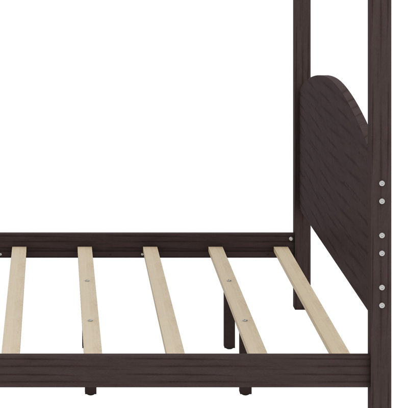 Canopy Platform Bed With Headboard, Brown Wash