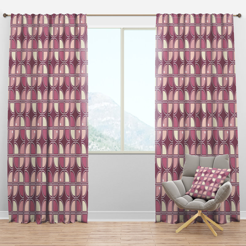Panneau de rideau simple semi-diaphane avec passe-tringle Mid-Century, l 52 po x L 120 po