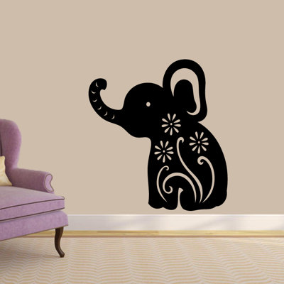Décalcomanie murale éléphant floral