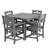 5-Piece Outdoor Patio HDPE Dining Set, Square Table With 4 Armchairs-1598390297