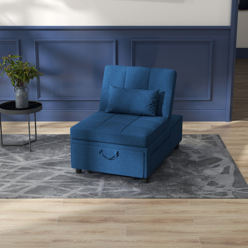 Marmion Single 65.5cm Upholstered Futon Chair, Blue, Foam