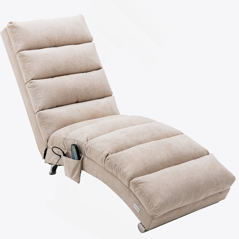 Chaise longue en lin, chaise longue moderne pour bureau ou salon, Beige, Argent