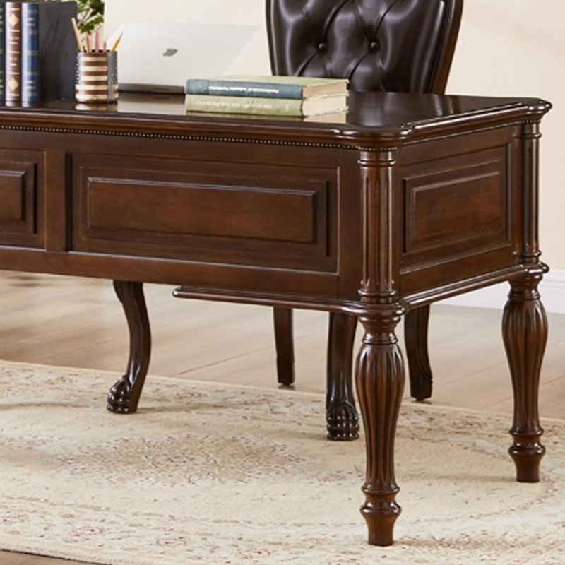Bureau d'écriture rétro brun foncé de style américain, H 30,7 po x l 62,99 po x P 29,52 po