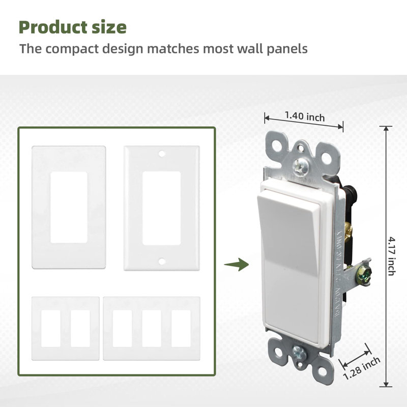 15-Amp Single Pole Light Switch,10 pack, White