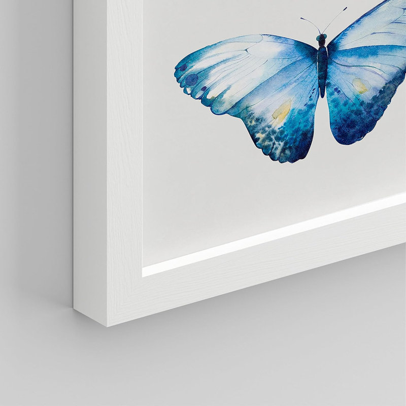 Papillon coloré, reproduction encadrée de 4 pièces, H 10 po x l 8 po x P 1 po, Cadre blanc