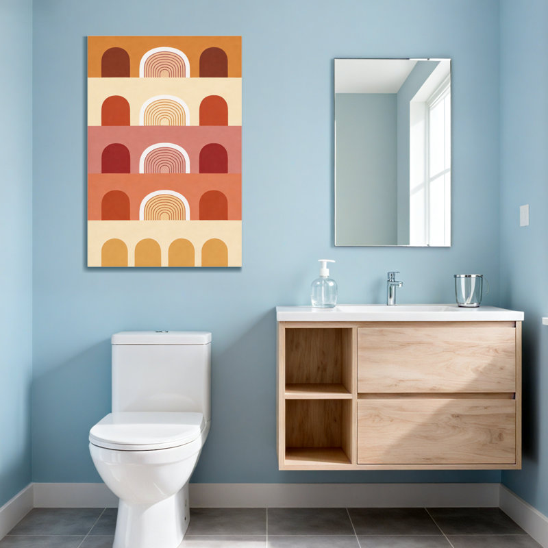 Motif d'arche géométrique abstrait dans des tons chauds, H 48 po x l 32 po