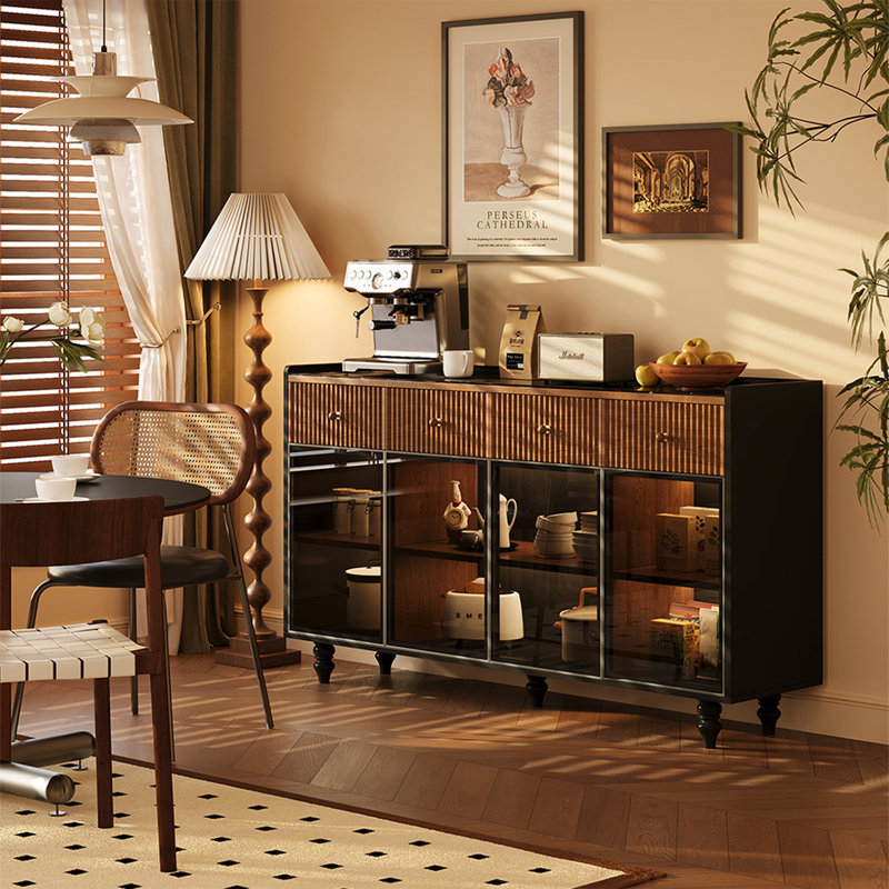 Walnut Solid Wood Sideboard, 38.58"H*55.91"L*38.58"W