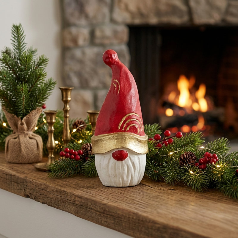 Santa Gnome Cast Iron Table Decor - Small, H 5,75 po x l 2,75 po x P 2,5 po